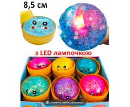 Сквіш пельмень 8,5см антистресс арт. 712411 глітер з LED лампочкою і блискітками. Сквіш пельмень 8,5см антистресс арт. 712411 глітер з LED лампочкою і блискітками.