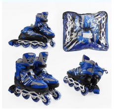 Ролики 93824-L /розмір 39-43/ колір – СИНІЙ  колеса PVC, устілка 25-27 см, ПЕРЕДНЄ КОЛЕСО СВІТЛО, d – 6.5 см, в сумці.