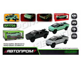 Машина мет. АВТОПРОМ арт. AP7726  1:24 Tesla pickups, батар,світло,звук,відкр.двері,короб. 28*16*12,8см.