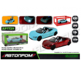 Машина мет. АВТОПРОМ арт. AP7729  1:24 Tesla roadster, батар,світло,звук,відкр.двері,короб. 28*16*12,8см.