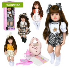 Лялька ST003 55см, звук, підгузок, пляшечка, дзеркало, гребінець, сумка, 4 види, на бат-ці, в коробці.